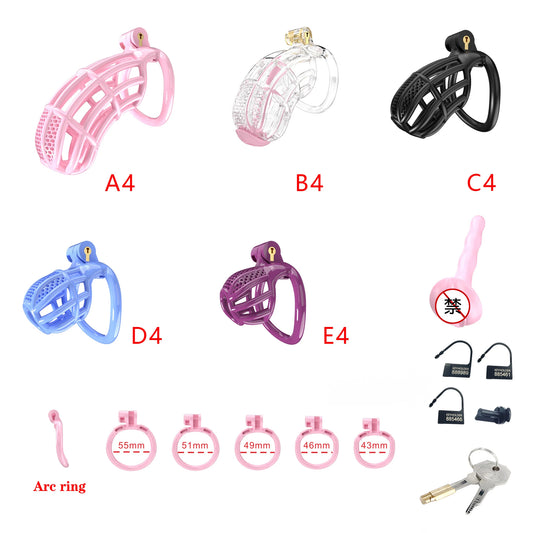 Bdsm Honeycomb Clear Male Chastity Cage정조대 3D Printed Lightweight 5 Sizes Penis Cock Cage Lock With 5 Base Ring Sex Toys For Men