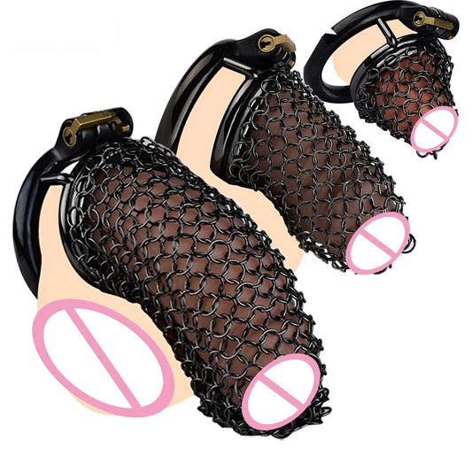 Bdsm Male Chastity Cage Cock Ring 정조대Sleeve Lock Adult Games Mesh Chain Erotic Bondage Cock Cage Penis Lock Sex Toys for Men Gay