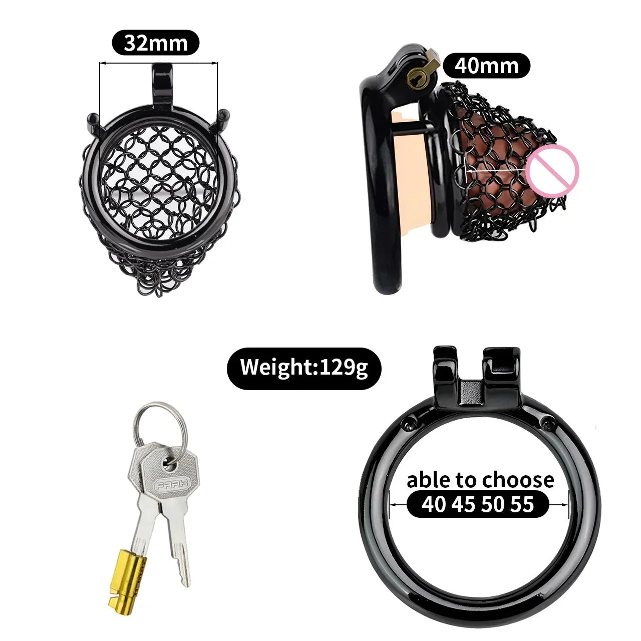 Bdsm Male Chastity Cage Cock Ring 정조대Sleeve Lock Adult Games Mesh Chain Erotic Bondage Cock Cage Penis Lock Sex Toys for Men Gay