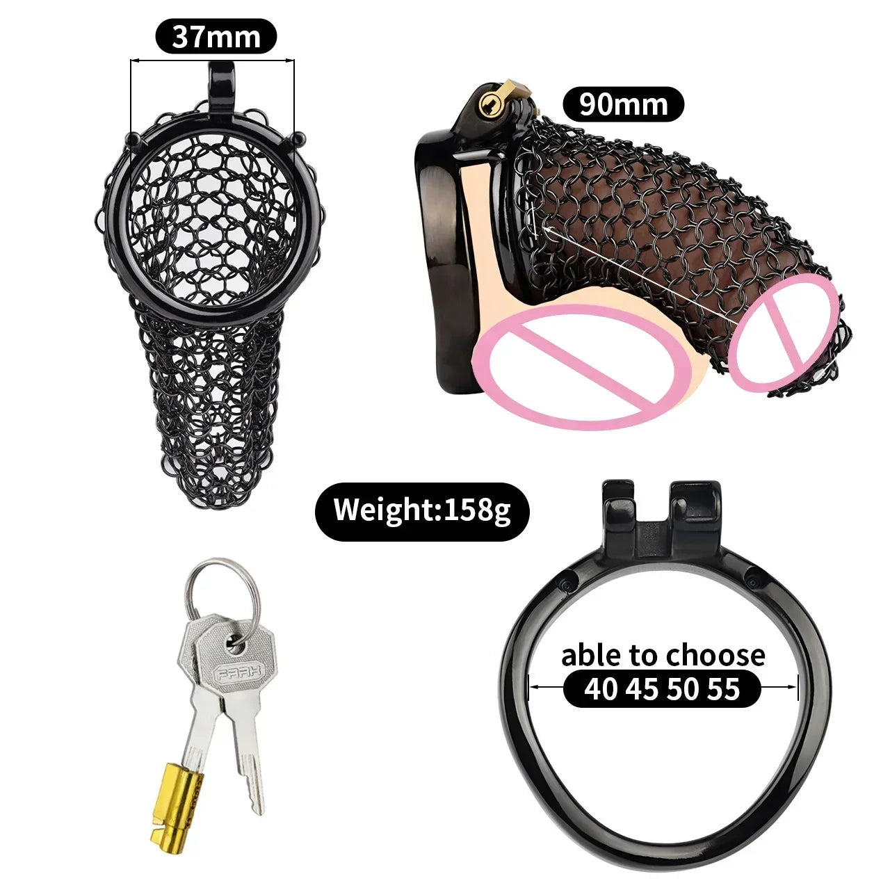 Bdsm Male Chastity Cage Cock Ring 정조대Sleeve Lock Adult Games Mesh Chain Erotic Bondage Cock Cage Penis Lock Sex Toys for Men Gay