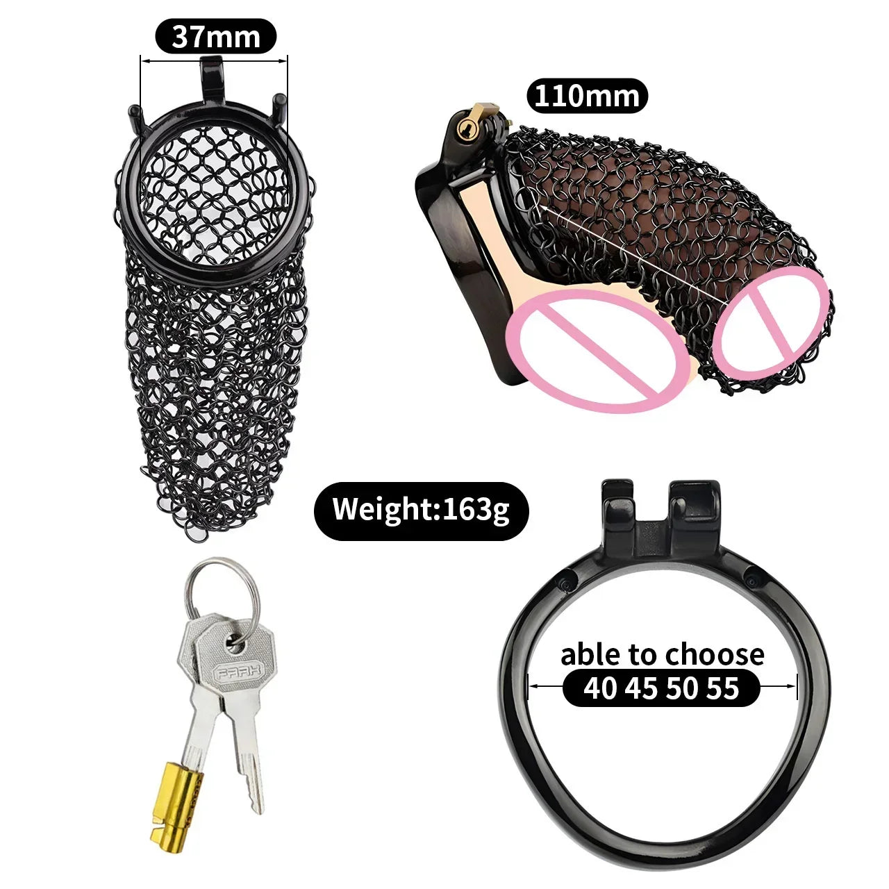 Bdsm Male Chastity Cage Cock Ring 정조대Sleeve Lock Adult Games Mesh Chain Erotic Bondage Cock Cage Penis Lock Sex Toys for Men Gay