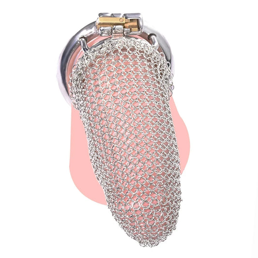 Bdsm Men's Stainless Steel Mesh Chastity Cage Smooth Small Cock Lock Lightweight Erect Denial Control Penis Lock Sex Toy For Men