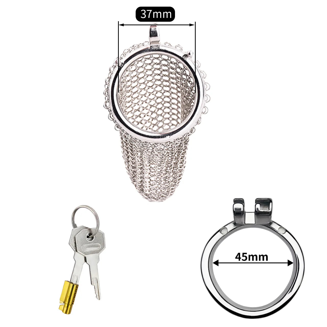 Bdsm Men's Stainless Steel Mesh Chastity Cage Smooth Small Cock Lock Lightweight Erect Denial Control Penis Lock Sex Toy For Men