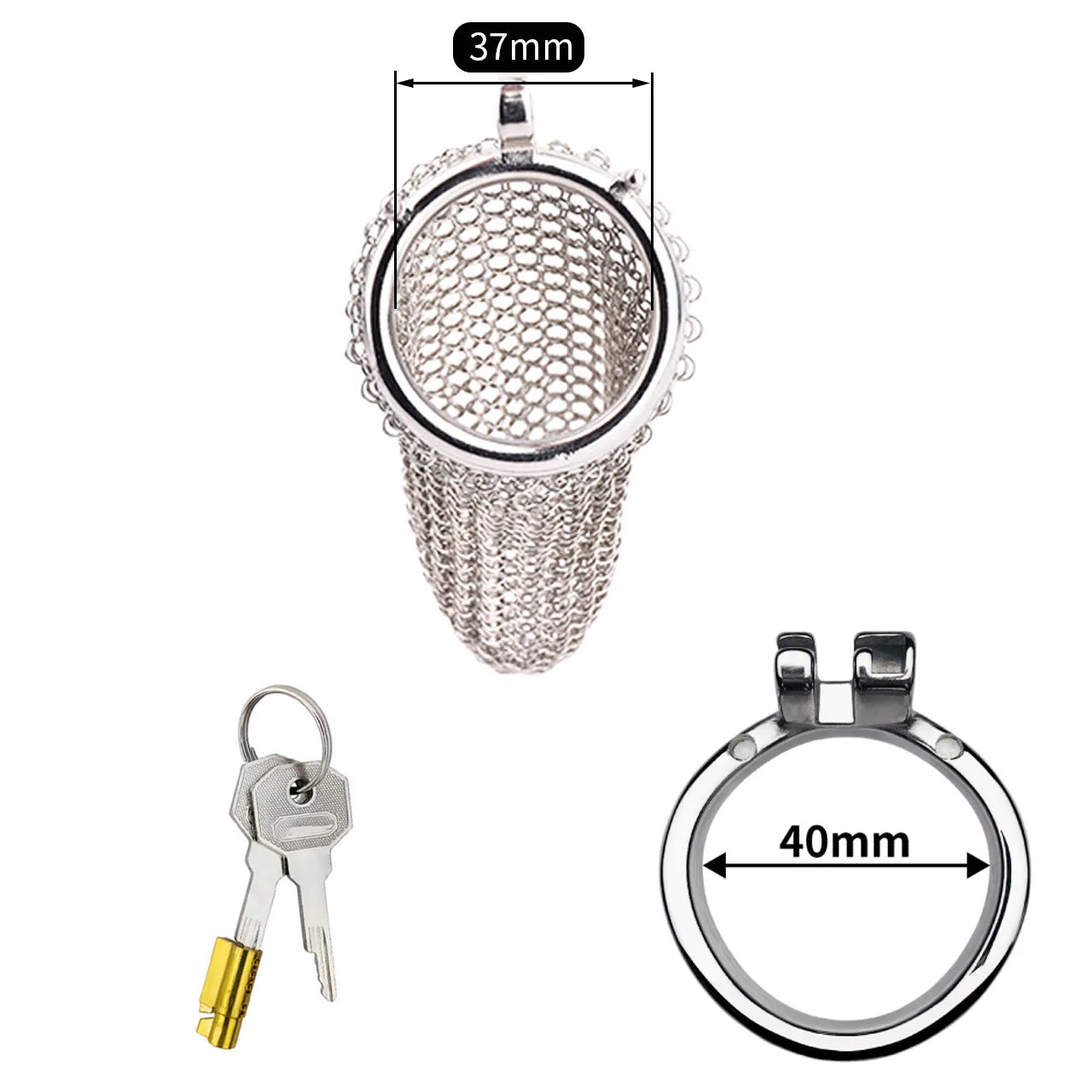 Bdsm Men's Stainless Steel Mesh Chastity Cage Smooth Small Cock Lock Lightweight Erect Denial Control Penis Lock Sex Toy For Men