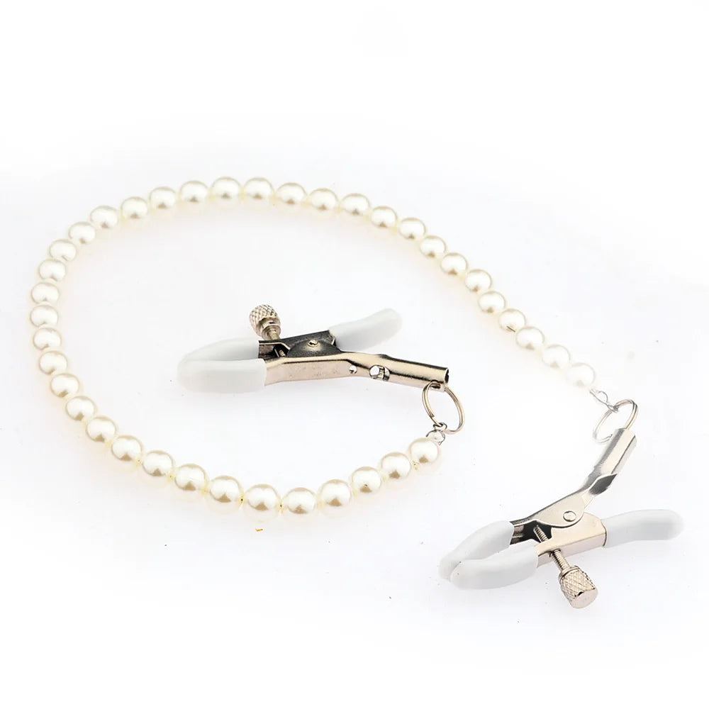 Bdsm Nipple Clamps With Pearl Chain Set for Women Fetish To Breast Labia Clips Breast Bondage Restraint Slave Fetish Sex Toys