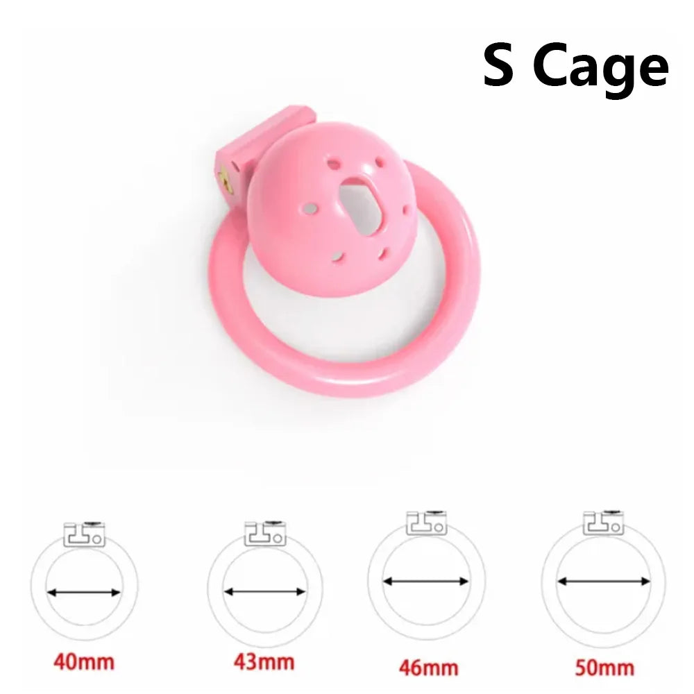 Bdsm Pink Mini Sissy Chastity Cage Devices with 4 Size Penis Rings Cock Cage Bondage Slave Abstinence Control Sex Toys for Male