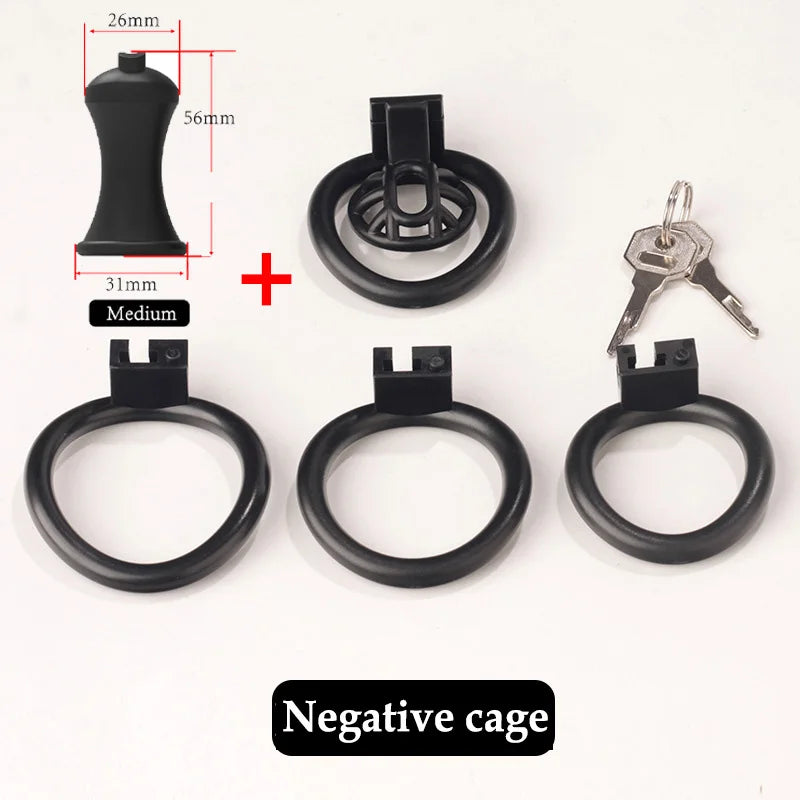 Bdsm Positive/Negative Urethral Chastity Cage Penis Lock with 4 Size Ring Sissy Inverted Urethral Plug Cock Cage Sextoys for Man