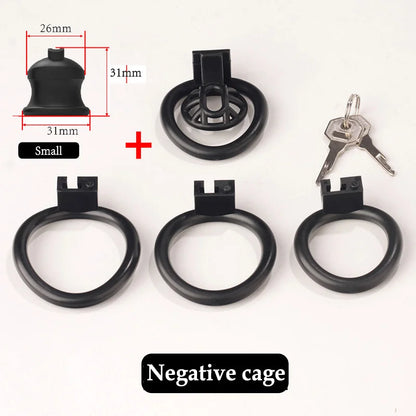 Bdsm Positive/Negative Urethral Chastity Cage Penis Lock with 4 Size Ring Sissy Inverted Urethral Plug Cock Cage Sextoys for Man