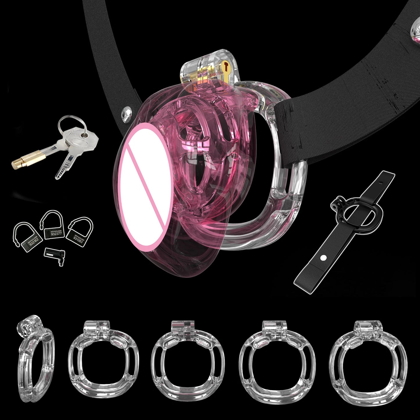 Bdsm Realistic Pussy Design Chastity Cage 정조대 Sissy Chastity Device Lightweight Cock Cage with 5 Base Rings Sex Toys for Man Gay