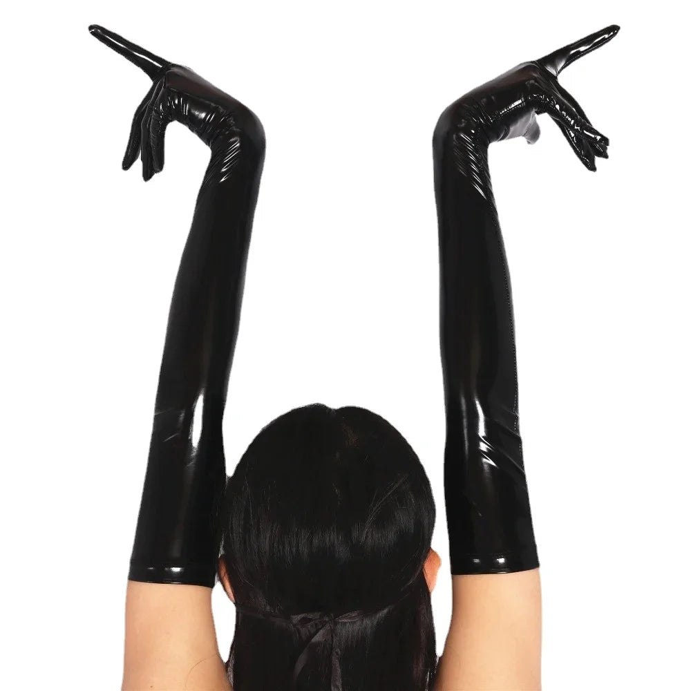 Bdsm Sexy Shiny Gloves Latex Faux Leather Long Gloves Punk Gloves Sexy Cosplay Costume Accessories Adult Toys Erotic Sexy Toys