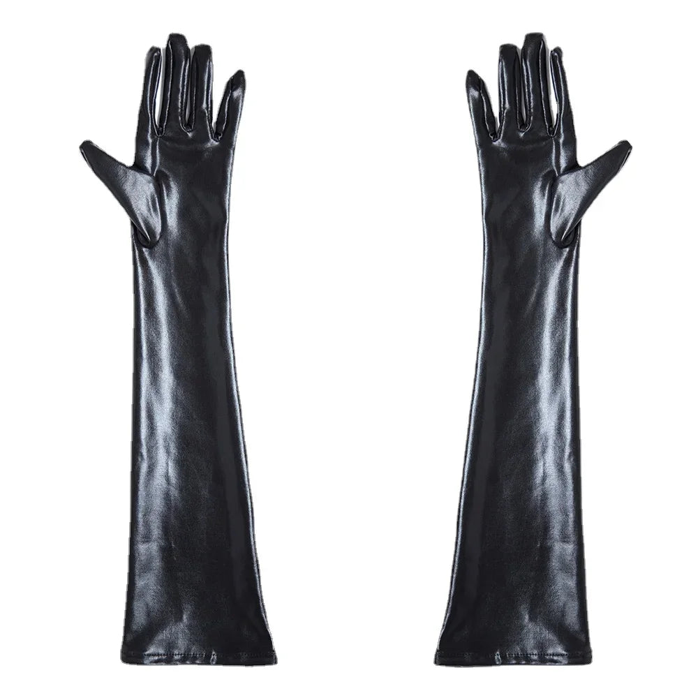 Bdsm Sexy Shiny Gloves Latex Faux Leather Long Gloves Punk Gloves Sexy Cosplay Costume Accessories Adult Toys Erotic Sexy Toys