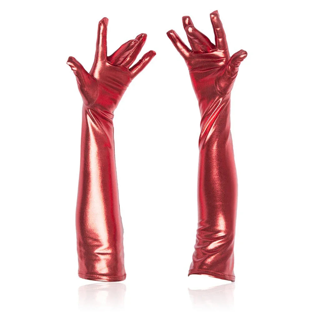 Bdsm Sexy Shiny Gloves Latex Faux Leather Long Gloves Punk Gloves Sexy Cosplay Costume Accessories Adult Toys Erotic Sexy Toys