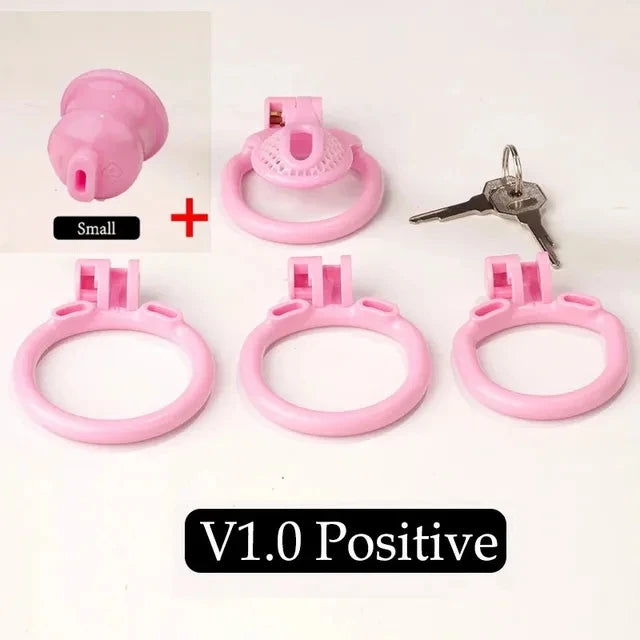 Bdsm Sissy Pink Chastity Device with Urethral Plug정조대Positive/Negative with 4 Sizes Cock Ring Mini Cock Cage Sex Toy for Men Gay