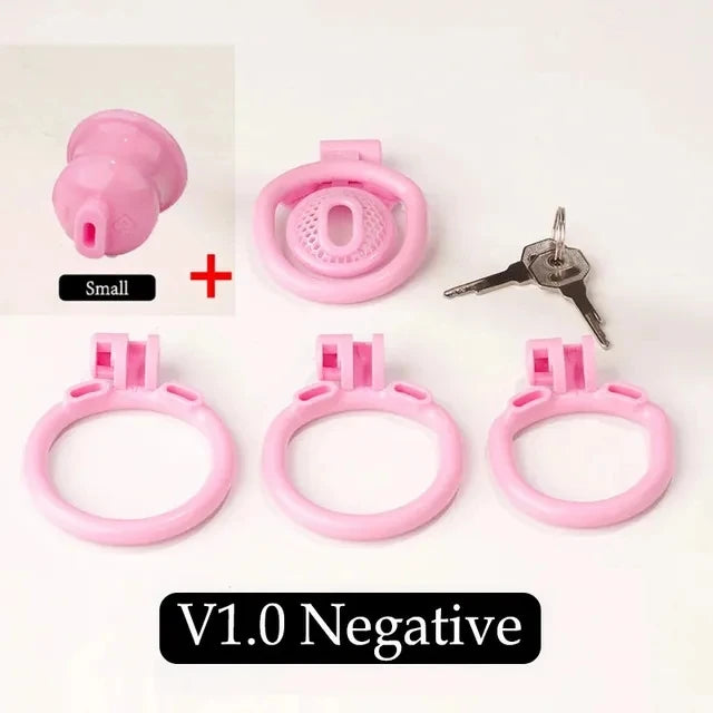 Bdsm Sissy Pink Chastity Device with Urethral Plug정조대Positive/Negative with 4 Sizes Cock Ring Mini Cock Cage Sex Toy for Men Gay