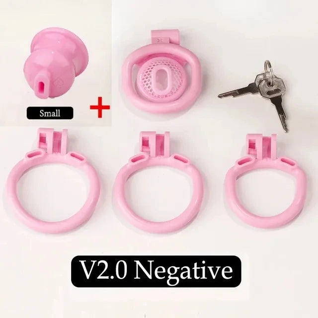 Bdsm Sissy Pink Chastity Device with Urethral Plug정조대Positive/Negative with 4 Sizes Cock Ring Mini Cock Cage Sex Toy for Men Gay