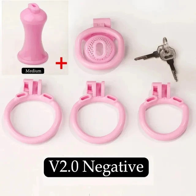 Bdsm Sissy Pink Chastity Device with Urethral Plug정조대Positive/Negative with 4 Sizes Cock Ring Mini Cock Cage Sex Toy for Men Gay