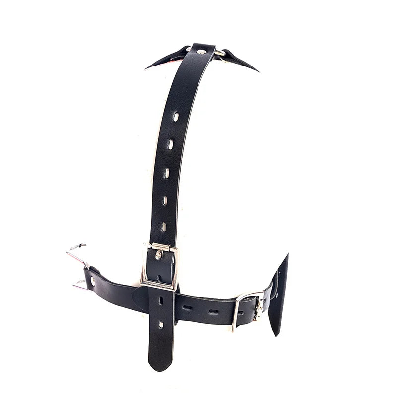 Bdsm Slave Nose Hook Oral Fixation Open Mouth Bite Gag with Nose Clip Sex Toys PU Leather Head Bondage Harness Strap