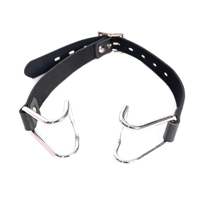 Bdsm Slave Nose Hook Oral Fixation Open Mouth Bite Gag with Nose Clip Sex Toys PU Leather Head Bondage Harness Strap