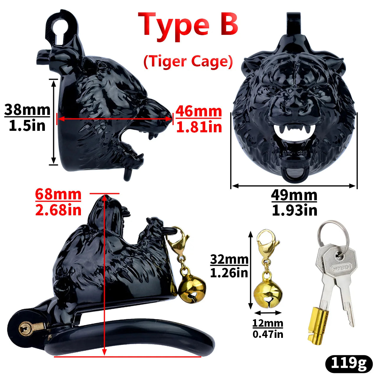 Bdsm Tiger Chastity Device & 4 Sizes Penis Rings Pneis Lock Urethral Chastity Sex Toys for Men Ascetic Anti-Cheating Cock Cages