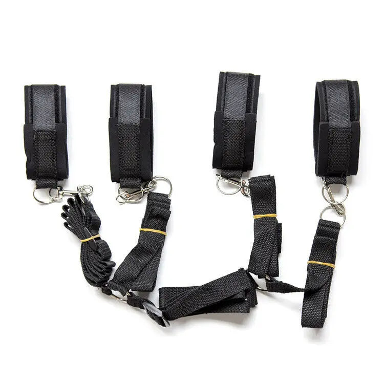 Bed Bondage Set Handcuffs Kit Ankle Wrist Cuffs Padded Bed Cuffs Belt Restraint Strap Slave Flirting Sex Toy for Adults BDSM