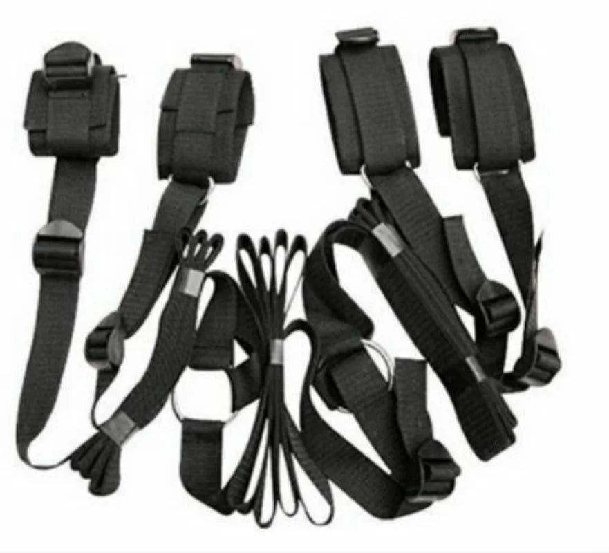 Bed Bondage Set Handcuffs Kit Ankle Wrist Cuffs Padded Bed Cuffs Belt Restraint Strap Slave Flirting Sex Toy for Adults BDSM