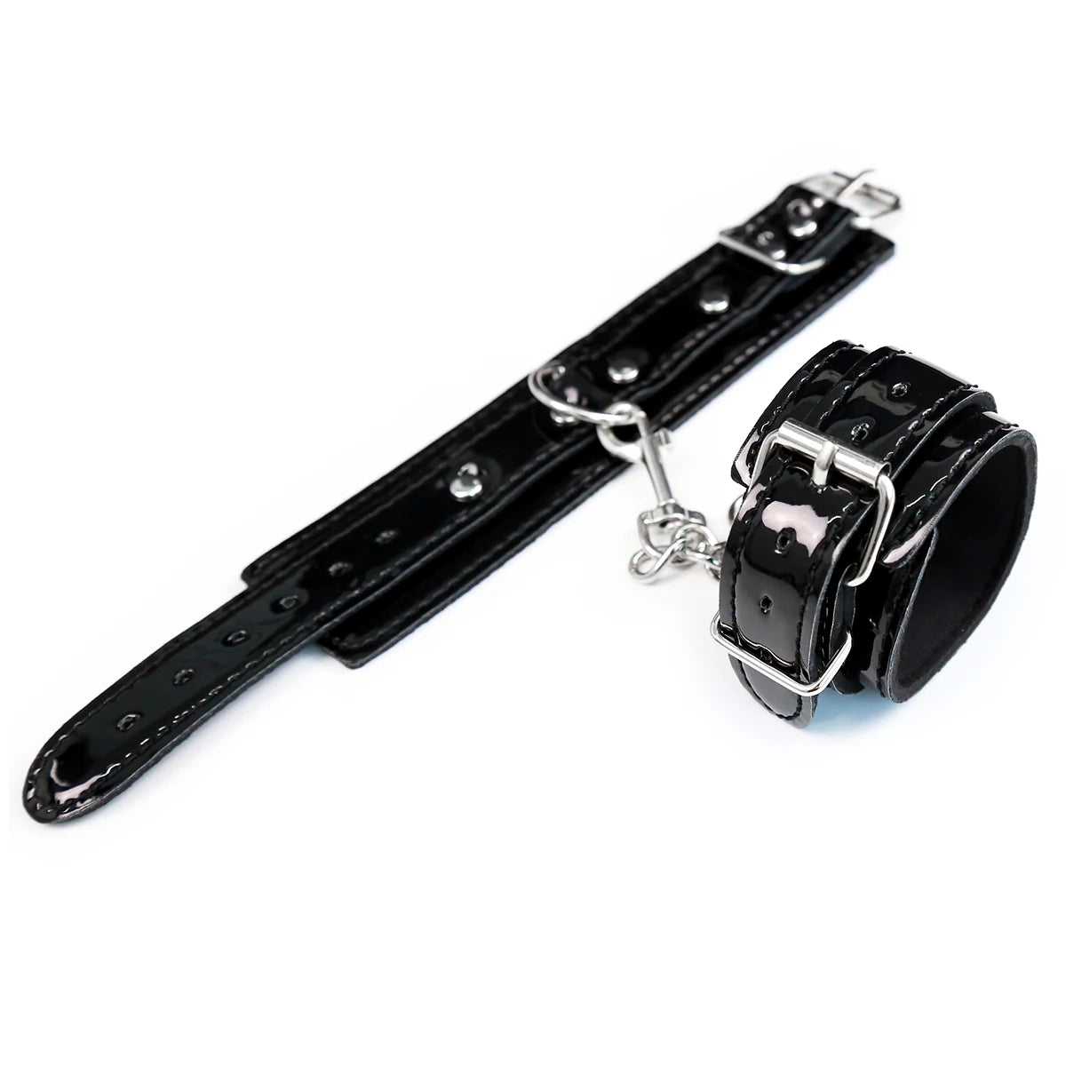 Binding Shackles Padded PU Leather Handcuffs Chain Connected Adult Games  Bondage Restraints BDSM Sex Toys For Couple