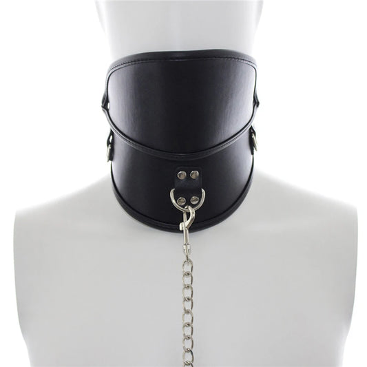 Black Gothic Neck Collar Bondage Punk Restraint with Chain Leash BDSM Neck Corset Roleplay Adult Games Slave Erotic Sex Toys