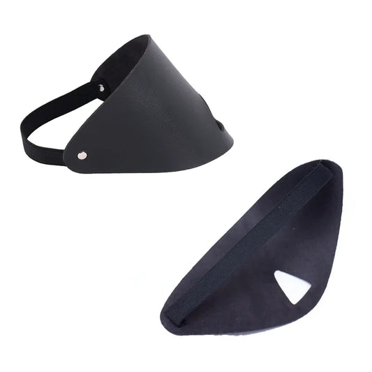 Black PU Leather Mystery Expose Nose Eye Mask with Binding Bondage Blindfold Sexy Toys for Fetish Adult Game Cosplay Sex Product