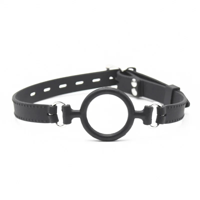 Black PU Neck Collar with Ring Mouth Gag Collar Slave Bondage Strap Harness Restraint Sex BDSM Bondage Adult Sex Toys