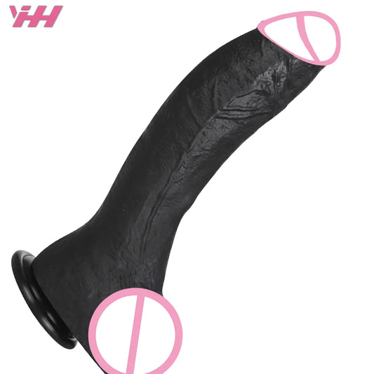 Black Soft Dildo for Women Silicone Suction Cup Realistic Huge Penis Lesbian Strap On Penis Anal Sex Toys For Woman Masturbators