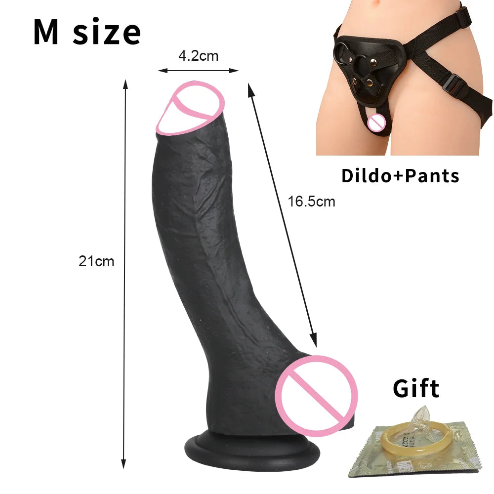 Black Soft Dildo for Women Silicone Suction Cup Realistic Huge Penis Lesbian Strap On Penis Anal Sex Toys For Woman Masturbators