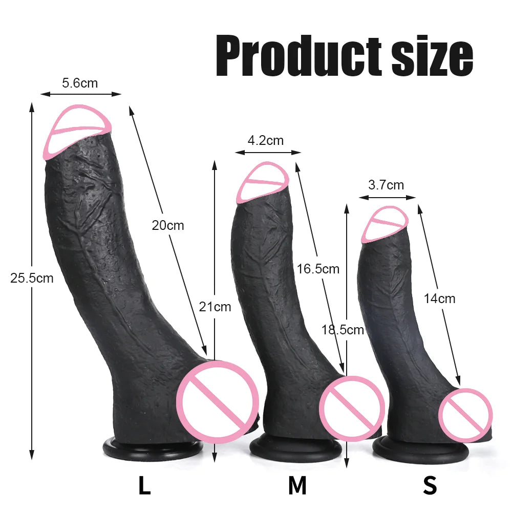 Black Soft Dildo for Women Silicone Suction Cup Realistic Huge Penis Lesbian Strap On Penis Anal Sex Toys For Woman Masturbators