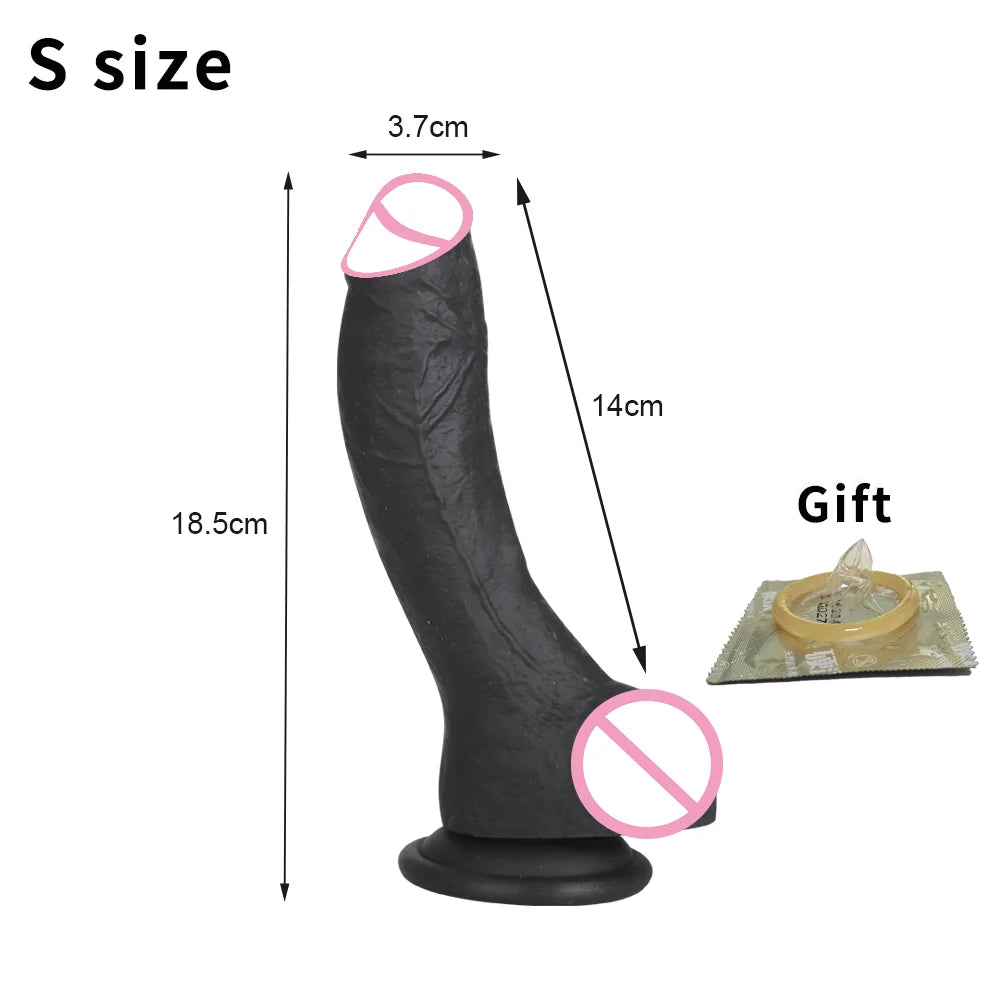 Black Soft Dildo for Women Silicone Suction Cup Realistic Huge Penis Lesbian Strap On Penis Anal Sex Toys For Woman Masturbators