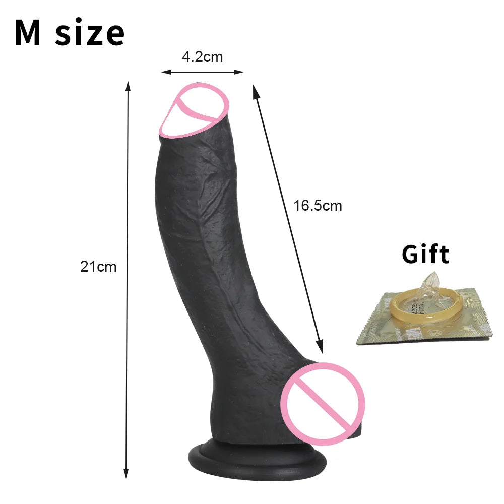 Black Soft Dildo for Women Silicone Suction Cup Realistic Huge Penis Lesbian Strap On Penis Anal Sex Toys For Woman Masturbators