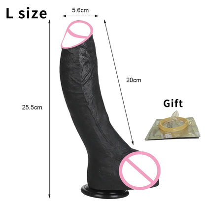 Black Soft Dildo for Women Silicone Suction Cup Realistic Huge Penis Lesbian Strap On Penis Anal Sex Toys For Woman Masturbators