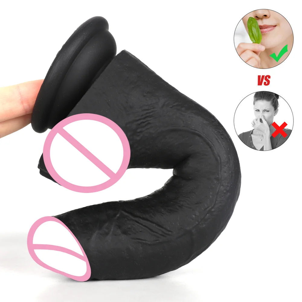 Black Soft Dildo for Women Silicone Suction Cup Realistic Huge Penis Lesbian Strap On Penis Anal Sex Toys For Woman Masturbators