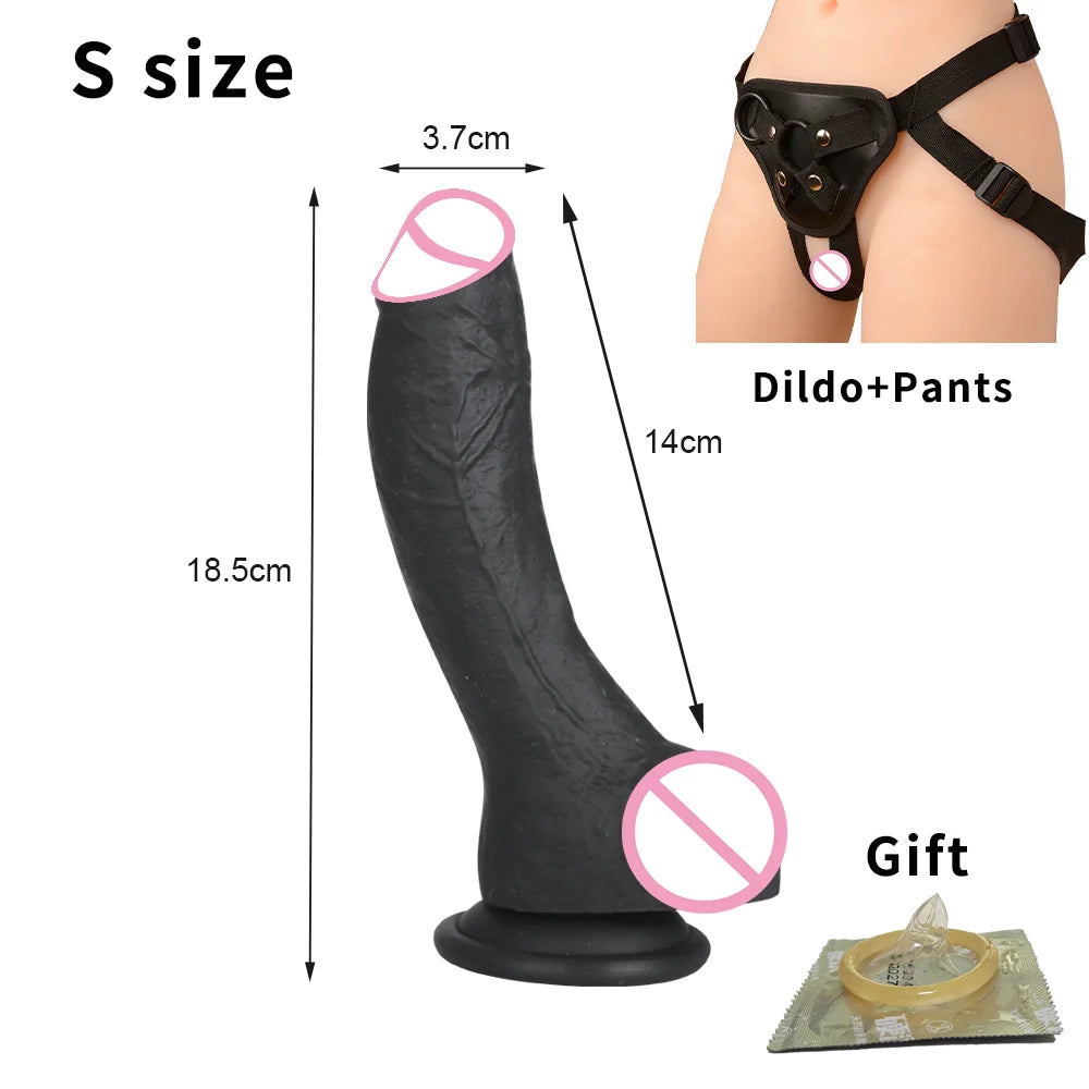 Black Soft Dildo for Women Silicone Suction Cup Realistic Huge Penis Lesbian Strap On Penis Anal Sex Toys For Woman Masturbators