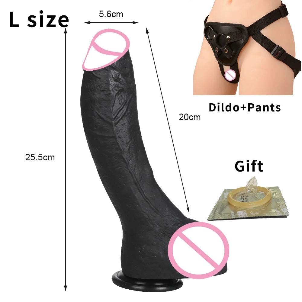 Black Soft Dildo for Women Silicone Suction Cup Realistic Huge Penis Lesbian Strap On Penis Anal Sex Toys For Woman Masturbators