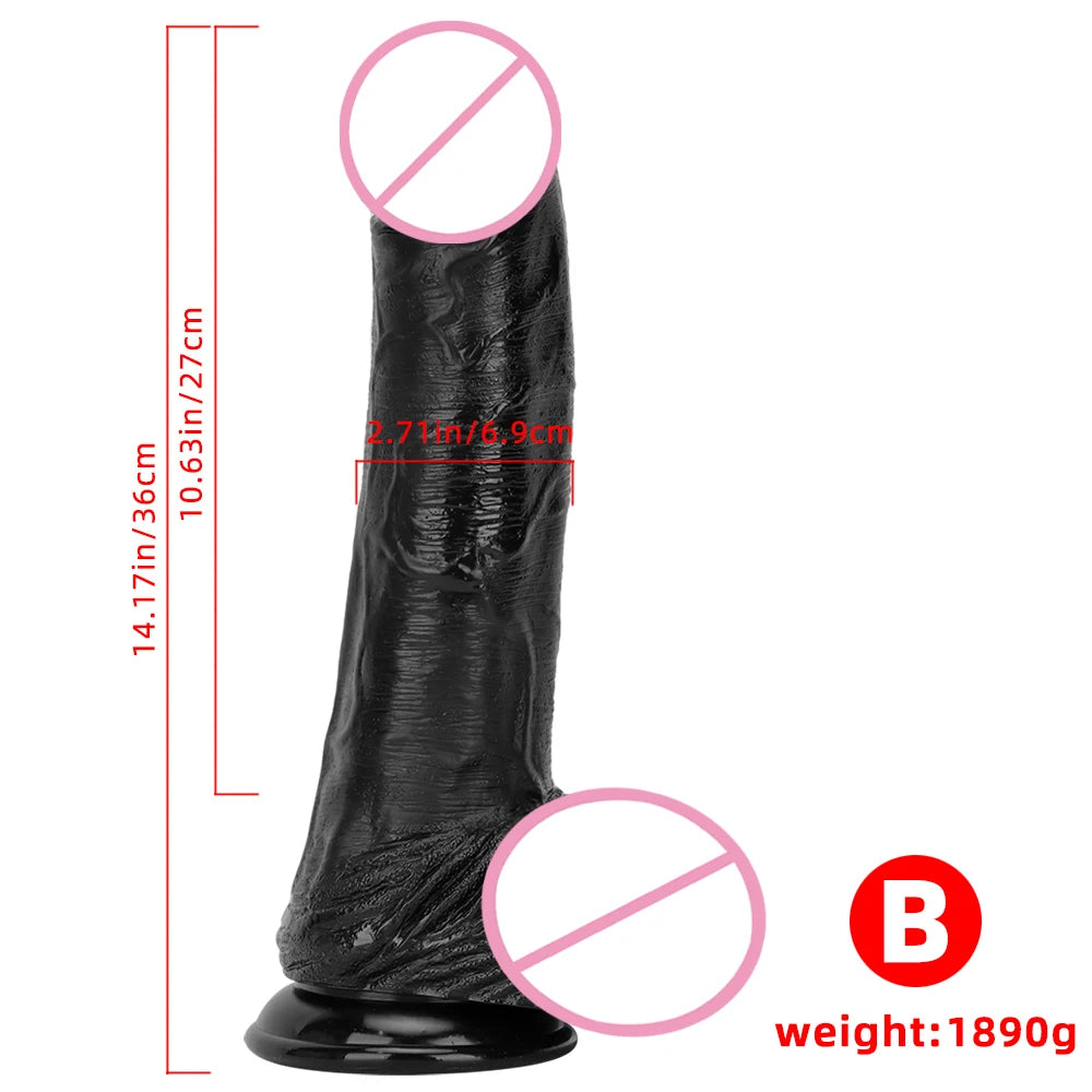 Black Super Big Huge Dildos with Suction Cup Huge Penis Thick Phallus Anal Plug Big Dick Sex Toys for Women Vaginal Masturbators