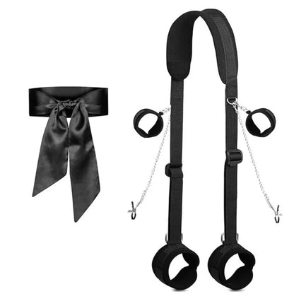 Bondage BDSM Kit Restraints Set Hand Cuffs Leg Straps Cuffs Nipple Clamp Adjustable Soft Tie Adults Sex Toys for Couples SM Game