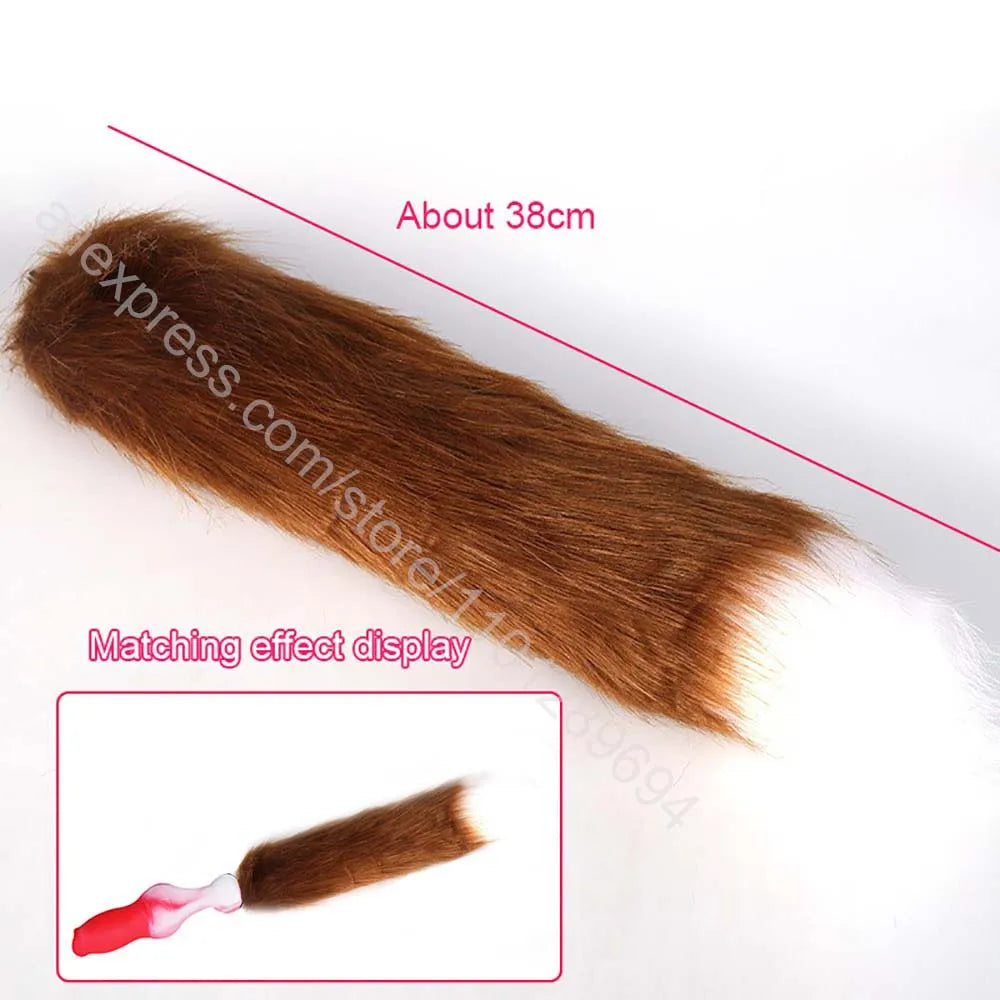 Butt Plug with Tail 35/65/95cm Real Fox Tail Adult Sex Games for Couples Soft Dog Dildos for Anal Women Men Anal Plug BDSM