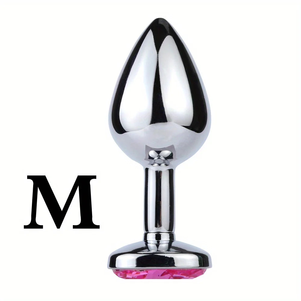 Cat Face Rhinestone Anal Plug Waterproof Stainless Steel Anal Plug for BDSM Sex Toy for Couples Prostate Butt Plug Adult Gay