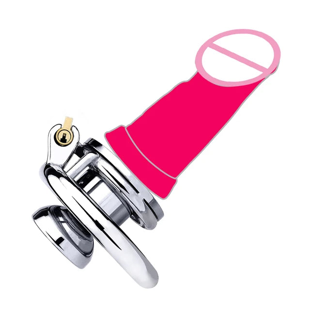 Chastity‬⁩ Cocklock With Skin Dildo 정조대 콕링Erect Denial 요도Stainless Steel Inverted Cockring Gay Cage Urethral Sex Tooys for Man