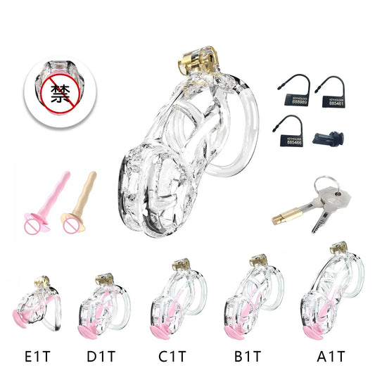 Clear Cobra Chastity Cage Penis Lock정조대Male Lightweight Cock Cage With 5 Rings Devices Discreet Men Adult Goods Sex Toys For Man