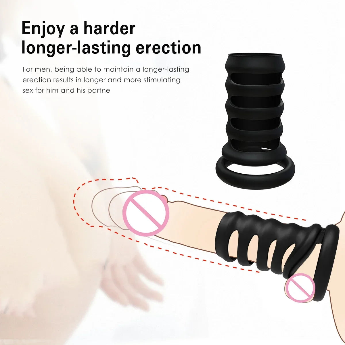 Cock Rings Penis Bondage Sleeve Silicone Chastity Cage Ball Stretcher Testicle Massager Delay Ejaculation Sex Toys For Men