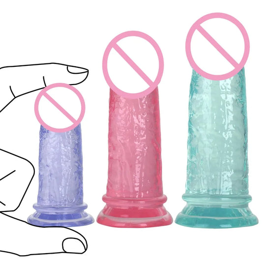 Colored Crystal Anal Plug Adult Toys 1set Short Thick Female Dildo G Spot Vagina Clitoris Stimulator Female Masturbator Sex Toys