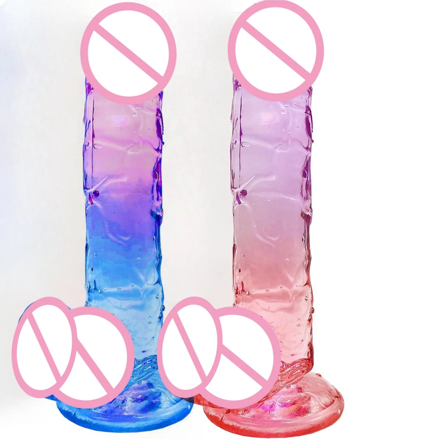 Colorful Crystal Jelly Dildo Penis Masturbation Anal Plug Adult Toys Clitori Vaginal Masturbators Penis Erotic Anal Sex Toys
