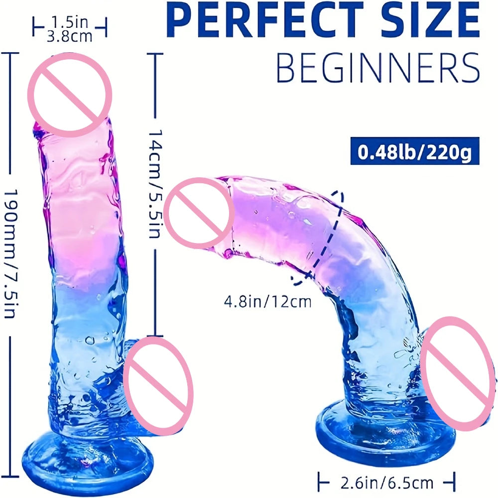 Colorful Crystal Jelly Dildo Penis Masturbation Anal Plug Adult Toys Clitori Vaginal Masturbators Penis Erotic Anal Sex Toys