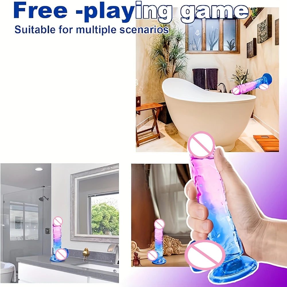Colorful Crystal Jelly Dildo Penis Masturbation Anal Plug Adult Toys Clitori Vaginal Masturbators Penis Erotic Anal Sex Toys