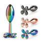 Colorful Metal Anal Beads Butt Plug Small Anal plug Stimulator Four Leaf Cover Rose Rainbow Gun Anal Sex Toy For Men Women